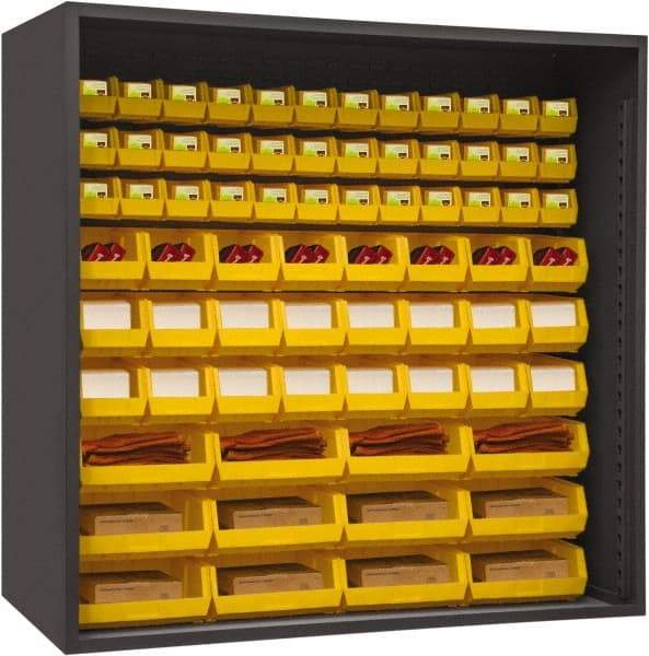 Durham - 72 Bin Enclosed Shelving - 72 Inch Overall Width x 24 Inch Overall Depth x 72 Inch Overall Height, Yellow Polyethylene Bins - Benchmark Tooling