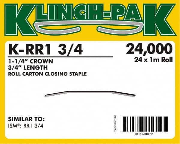 Klinch-Pak - 3/4" Long x 1-1/4" Wide, 0 Gauge Wide Crown Construction Staple - Steel, Copper Finish, Chisel Point - Benchmark Tooling