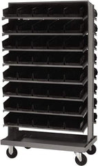 Quantum Storage - 80 Bin Sloping Shelf - 36 Inch Overall Width x 24 Inch Overall Depth x 66 Inch Overall Height, Black Polypropylene Bins - Benchmark Tooling