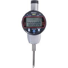 Mitutoyo - 0 to 1" Range, 0.001mm Graduation, Electronic Drop Indicator - Flat Back, Accurate to 0.0001", Inch & Metric System, LCD Display - Benchmark Tooling