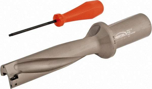 Hertel - 5-1/4" Max Drill Depth, 4xD, 1-5/16" Diam, Indexable Insert Drill - 2 Inserts, 1-1/2" Shank Diam, Straight Shank - Benchmark Tooling