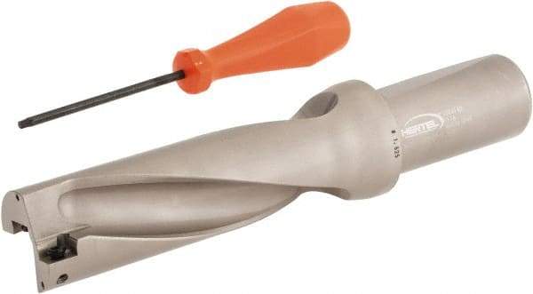 Hertel - 4-7/8" Max Drill Depth, 3xD, 1-5/8" Diam, Indexable Insert Drill - 2 Inserts, 1-1/2" Shank Diam, Straight Shank - Benchmark Tooling