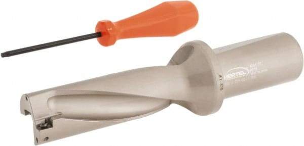 Hertel - 4-1/8" Max Drill Depth, 3xD, 1-3/8" Diam, Indexable Insert Drill - 2 Inserts, 1-1/2" Shank Diam, Straight Shank - Benchmark Tooling