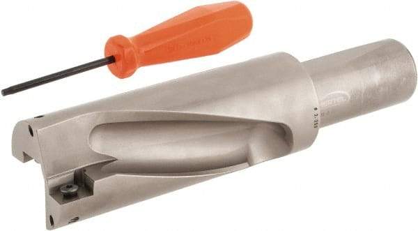 Hertel - 4-1/2" Max Drill Depth, 2xD, 2-1/4" Diam, Indexable Insert Drill - 2 Inserts, 1-1/2" Shank Diam, Straight Shank - Benchmark Tooling
