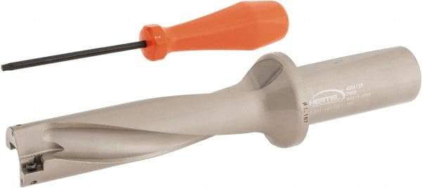 Hertel - 4-3/4" Max Drill Depth, 4xD, 1-3/16" Diam, Indexable Insert Drill - 2 Inserts, 1-1/4" Shank Diam, Straight Shank - Benchmark Tooling
