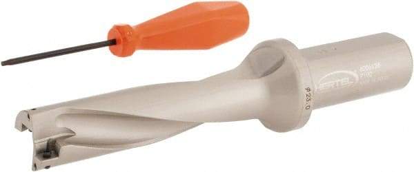 Hertel - 3.622" Max Drill Depth, 4xD, 0.9055" Diam, Indexable Insert Drill - 2 Inserts, 63/64" Shank Diam, Straight Shank - Benchmark Tooling