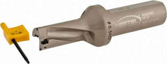 Hertel - 1-3/16" Max Drill Depth, 2xD, 19/32" Diam, Indexable Insert Drill - 2 Inserts, 3/4" Shank Diam, Straight Shank - Benchmark Tooling