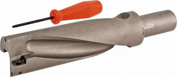 Hertel - 7-1/8" Max Drill Depth, 3xD, 2-3/8" Diam, Indexable Insert Drill - 2 Inserts, 1-1/2" Shank Diam, Straight Shank - Benchmark Tooling