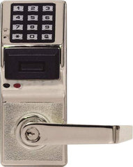 Alarm Lock - Combination Entry Lever Lockset with Key Override - 2-3/4" Back Set, Steel, Brushed Chrome Finish - Benchmark Tooling