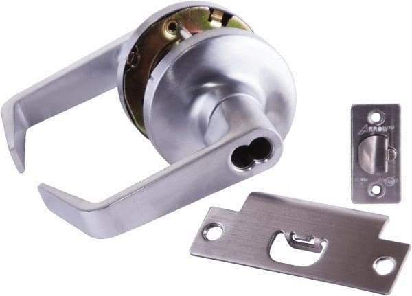 Arrow Lock - Storeroom Lever Lockset - 2-3/4" Back Set, Steel, Brushed Chrome Finish - Benchmark Tooling