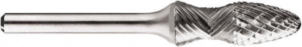 SGS Pro - 1/2" Cut Diam, 1/4" Shank Diam, Cylinder Head Double Cut Burr - Carbide, Flat End, 1" LOC, 1" OAL - Benchmark Tooling