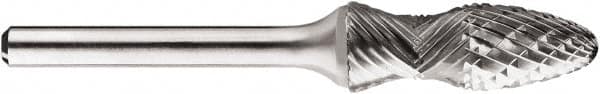 SGS Pro - 1/2" Cut Diam, 1/4" Shank Diam, Tree with Radius Head Double Cut Burr - Carbide, Radius End, 1-1/4" LOC, 1-1/4" OAL - Benchmark Tooling