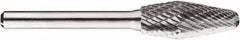 SGS Pro - 1/2" Cut Diam, 1/4" Shank Diam, Taper Head Double Cut Burr - Carbide, Radius End, 1-1/4" LOC, 1-1/4" OAL - Benchmark Tooling