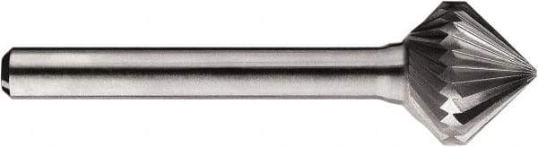 SGS Pro - 5/8" Cut Diam, 1/4" Shank Diam, Cone Head Single Cut Burr - Carbide, Point End, 5/8" LOC, 5/8" OAL - Benchmark Tooling