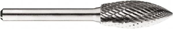 SGS Pro - 1/2" Cut Diam, 1/4" Shank Diam, Tree Head Double Cut Burr - Carbide, Point End, 1-1/4" LOC, 1-1/4" OAL - Benchmark Tooling