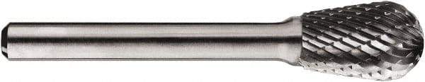 SGS Pro - 1/2" Cut Diam, 1/4" Shank Diam, Ball Head Single Cut Burr - Carbide, Ball End, 3/4" LOC, 3/4" OAL - Benchmark Tooling