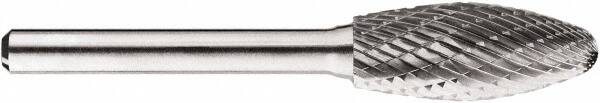 SGS Pro - 1/2" Cut Diam, 1/4" Shank Diam, Tree with Radius Head Double Cut Burr - Carbide, Radius End, 1-1/4" LOC, 1-1/4" OAL - Benchmark Tooling