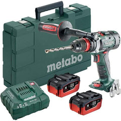 Metabo - 18 Volt 1/2" Chuck Pistol Grip Handle Cordless Drill - 0-500 & 0-2050 & 3800 RPM, Keyless Chuck, Reversible, 2 Lithium-Ion Batteries Included - Benchmark Tooling