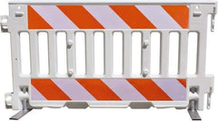 VizCon - 7-3/4" High x 52" Long x 3/32" Wide Barrier Reflective Sheeting - Vinyl, Uncoated, Orange/White, Use with 57000 - Benchmark Tooling