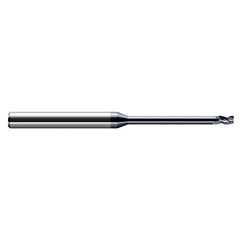 Miniature End Mills - Long Reach, Stub Flute - 0.1250″ (1/8″) Cutter Diameter × 0.0150″ (1/64″) Radius × 0.1870″ (3/16″) Length of Cut × 0.6250″ (5/8″) Reach Carbide Corner Radius End Mill, 3 Flutes, AlTiN Coated - Exact Industrial Supply