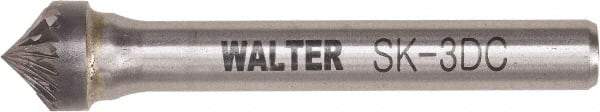 WALTER Surface Technologies - 3/8" Cut Diam, 1/4" Shank Diam, Cone Head Double Cut Burr - Tungsten Carbide, 0.2" LOC, 4-1/2" OAL - Benchmark Tooling