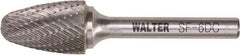 WALTER Surface Technologies - 5/8" Cut Diam, 1/4" Shank Diam, Tree Head Double Cut Burr - Tungsten Carbide, 1" LOC, 4" OAL - Benchmark Tooling