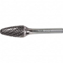 WALTER Surface Technologies - 3/8" Cut Diam, 1/4" Shank Diam, Tree Head Single Cut Burr - Tungsten Carbide, 3/4" LOC, 4-3/8" OAL - Benchmark Tooling