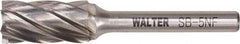 WALTER Surface Technologies - 1/2" Cut Diam, 1/4" Shank Diam, Cylinder Head Double Cut Burr - Tungsten Carbide, 1" LOC, 2.75" OAL - Benchmark Tooling