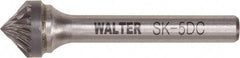 WALTER Surface Technologies - 1/2" Cut Diam, 1/4" Shank Diam, Cone Head Double Cut Burr - Tungsten Carbide, 1/4" LOC, 4-1/4" OAL - Benchmark Tooling