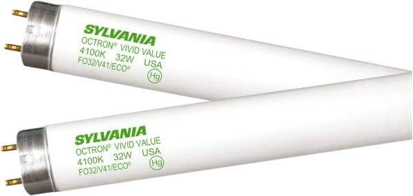 SYLVANIA - 32 Watt Fluorescent Tubular Medium Bi-Pin Lamp - 3,000°K Color Temp, 2,800 Lumens, T8, 30,000 hr Avg Life - Benchmark Tooling