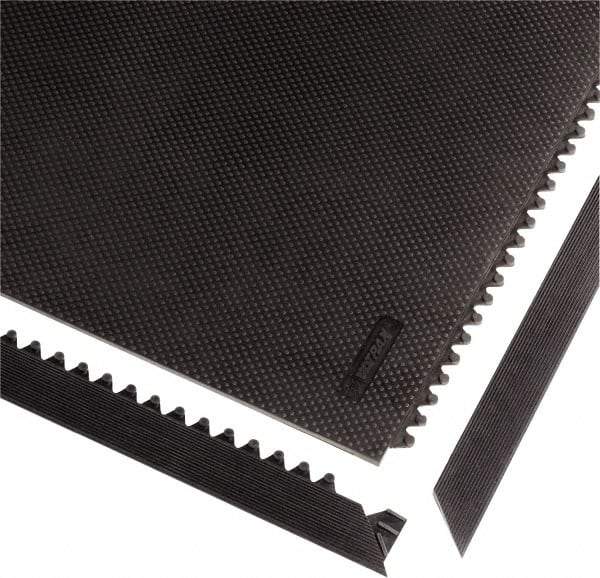 Notrax - 3' Long x 2" Wide x 1/2" Thick, Anti-Fatigue Modular Matting Tiles - Male, 4 Interlocking Sides, Black, For Dry Areas, Series 041 - Benchmark Tooling