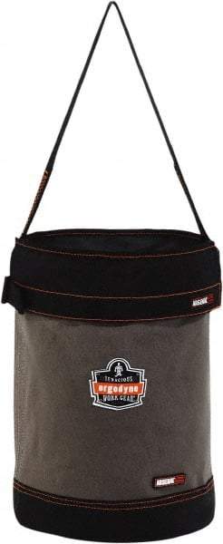 Ergodyne - 1 Pocket Gray & Black Canvas Tool Bucket - 12-1/2" Wide x 12-1/2" Deep x 17" High - Benchmark Tooling