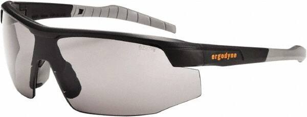 Ergodyne - Smoke Lenses, Framed Safety Glasses - Scratch Resistant, Matte Black Nylon Frame, Size Universal, Wrap Around - Benchmark Tooling