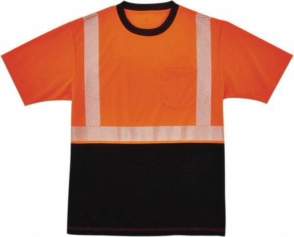 Ergodyne - Size 3XL, Orange/Black, High Visibility, Short Sleeve T-Pocket, - 50 to 54" Chest, 1 Pocket, Polyester - Benchmark Tooling