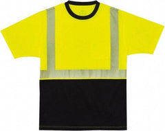 Ergodyne - Size S, Lime/Black, High Visibility, Short Sleeve T-Pocket, - 34 to 36" Chest, 1 Pocket, Polyester - Benchmark Tooling