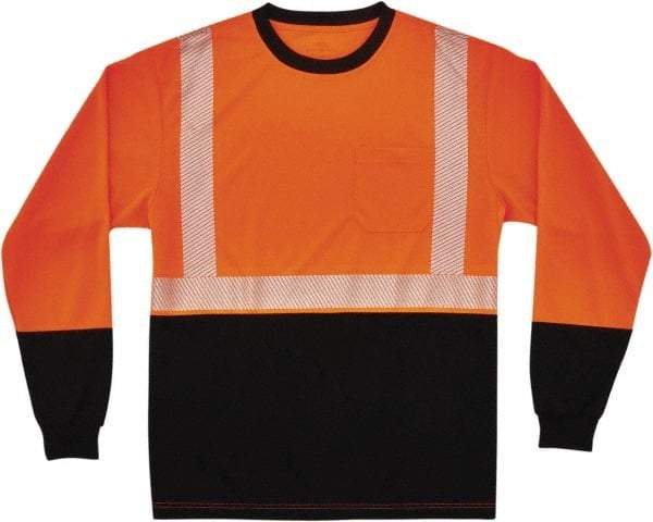 Ergodyne - Size 2XL, Orange/Black, High Visibility, Long Sleeve T-Pocket, - 46 to 50" Chest, 1 Pocket, Polyester - Benchmark Tooling