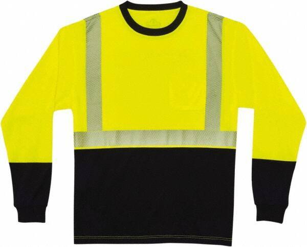 Ergodyne - Size M, Lime/Black, High Visibility, Long Sleeve T-Pocket, - 36 to 38" Chest, 1 Pocket, Polyester - Benchmark Tooling