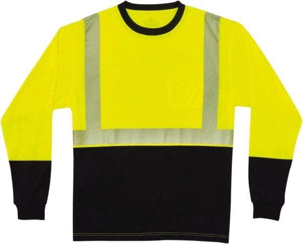 Ergodyne - Size 5XL, Lime/Black, High Visibility, Long Sleeve T-Pocket, - 58 to 62" Chest, 1 Pocket, Polyester - Benchmark Tooling