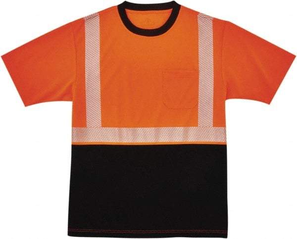 Ergodyne - Size L, Orange/Black, High Visibility, Short Sleeve T-Pocket, - 38 to 42" Chest, 1 Pocket, Polyester - Benchmark Tooling