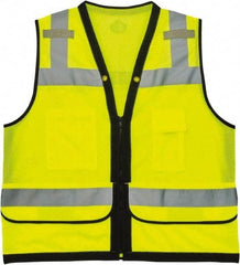 Ergodyne - Size S/M High Visibility Lime Mesh Surveyor's Vest - 36 to 44" Chest, ANSI 107-2015 Type R Class 2, Zipper Closure, 7 Pockets, Polyester - Benchmark Tooling