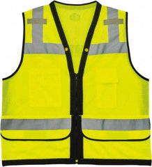 Ergodyne - Size 4X/5XL High Visibility Lime Mesh Surveyor's Vest - 58 to 64" Chest, ANSI 107-2015 Type R Class 2, Zipper Closure, 7 Pockets, Polyester - Benchmark Tooling