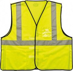 Ergodyne - Size 4X/5XL High Visibility Lime Mesh Breakaway Vest - 58 to 64" Chest, ANSI 107-2015 Type R Class 2, Hook & Loop Closure, 2 Pockets, Polyester - Benchmark Tooling