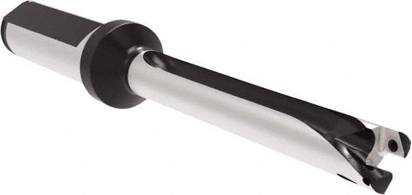 Allied Machine and Engineering - Series 11, 11 to 11.99mm Diam, 16mm Diam Straight Shank with Flange, Straight Flute Spade Drill - 83.9mm Max Depth, 160.4mm OAL, Standard Length, Through Coolant - Benchmark Tooling