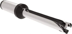 Allied Machine and Engineering - Series 11, 11 to 11.99mm Diam, 16mm Diam Straight Shank with Flange, Straight Flute Spade Drill - 119.9mm Max Depth, 196.4mm OAL, Long Length, Through Coolant - Benchmark Tooling