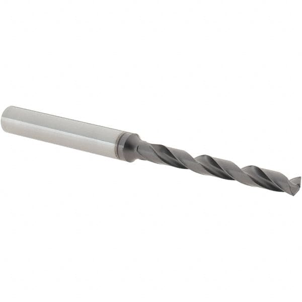Iscar - 4mm 140° Solid Carbide Jobber Drill - TiAlN Finish, Right Hand Cut, Spiral Flute, Straight Shank, 74mm OAL, Standard Point - Benchmark Tooling