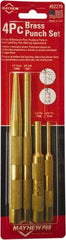 Mayhew - 4 Piece, 3/16 to 3/8", Assorted Brass Punch Kit - Round Shank, Brass, Comes in Carded - Benchmark Tooling