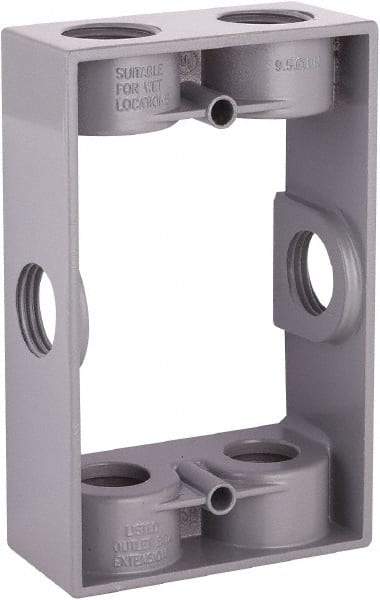 Hubbell-Raco - 1 Gang, (6) 1/2" Knockouts, Aluminum Rectangle Device Box - 4-9/16" Overall Height x 1.344" Overall Depth, Weather Resistant - Benchmark Tooling