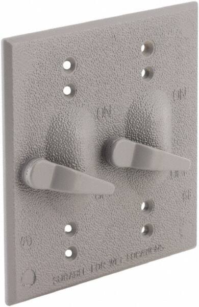 Hubbell-Raco - 2 Outlet, Powder Coat Finish, Rectangle Weather Resistant Box Cover - 0.859" Long x 4-17/32" Wide x 4-17/32" High, Wet Location, Aluminum, CSA Certified & UL Listed - Benchmark Tooling