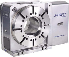 Samchully - 1 Spindle, 518mm Horizontal & Vertical Rotary Table - 600 kg (1320 Lb) Max Horiz Load, 335mm Centerline Height, 264mm Through Hole - Benchmark Tooling