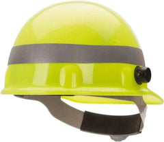 Fibre-Metal - ANSI Type I, Class E Rated, 8-Point, Ratchet Adjustment Hard Hat - One Size Fits Most, Yellow, Standard Brim - Benchmark Tooling